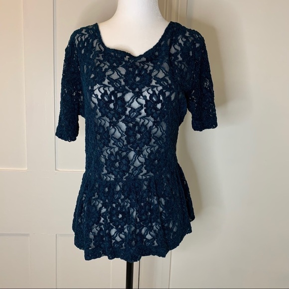 Navy Lace Blouse - Picture 1 of 4